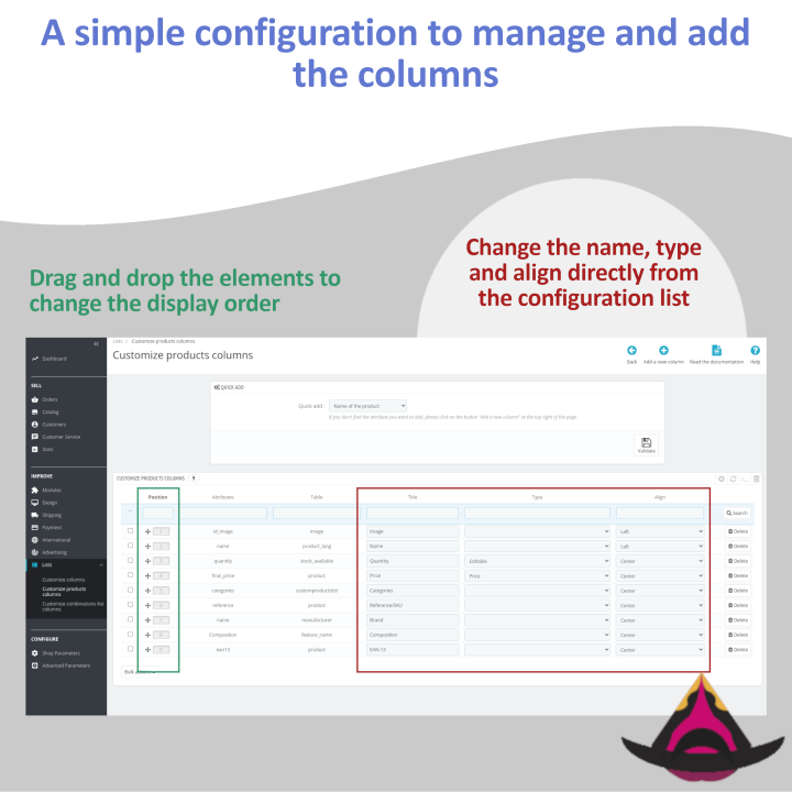 Dostosuj kolumny listy produktów
