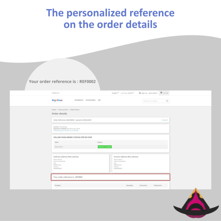 Référence client personnalisée sur les commandes