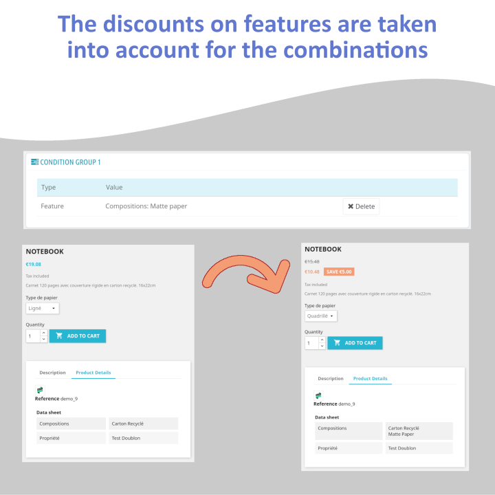 Features for the combinations