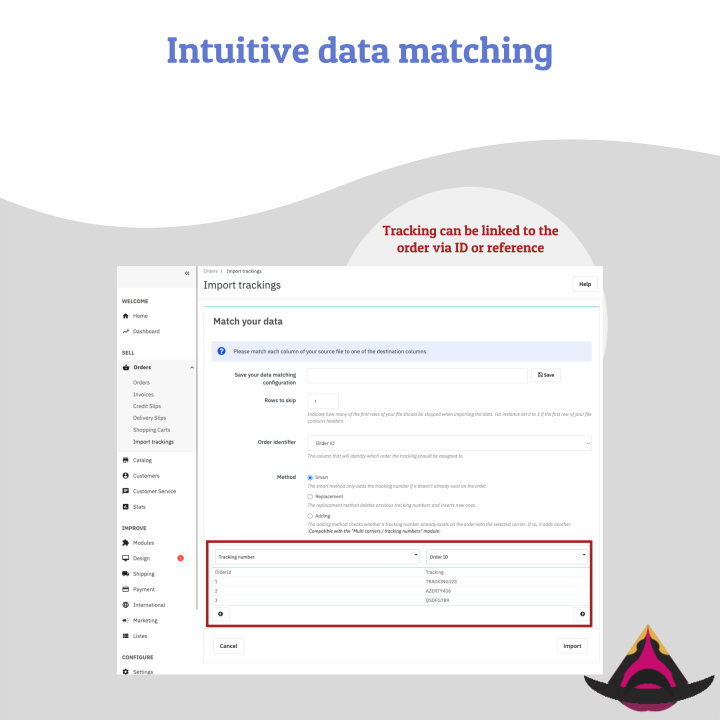 Import tracking numbers